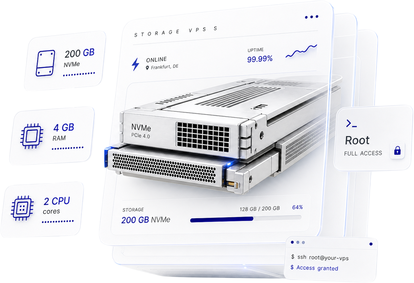 Small Storage VPS — server with backup and archive storage